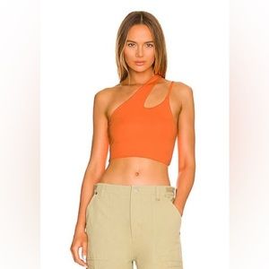 NWT Revolve Superdown Nayeli Asymmetric Crop Top in Orange XS